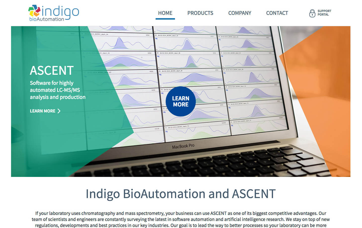 Indigo BioAutomation desktop homepage web design