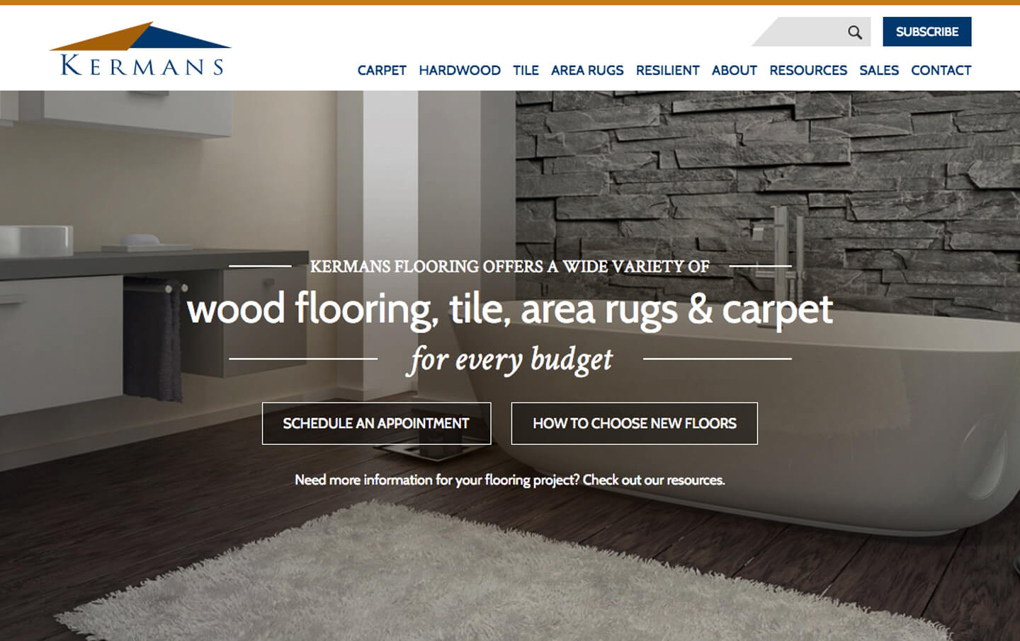Kermans Flooring desktop homepage web design