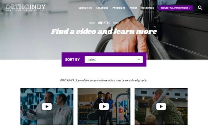 OrthoIndy videos preview