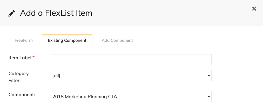 attaching an existing component to a FlexList