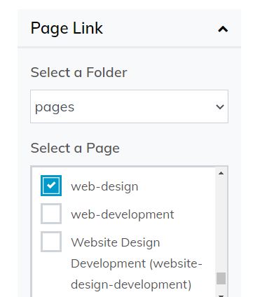 Selecting a page in the navigation