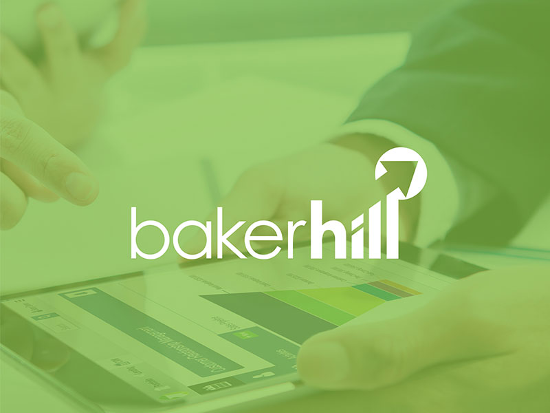 logo for Baker Hill, one of TBH Creative’s science and technology marketing clients