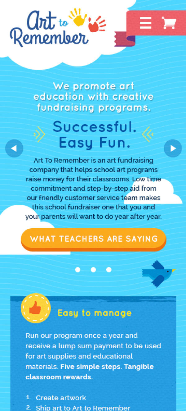 Art to Remember homepage mobile design