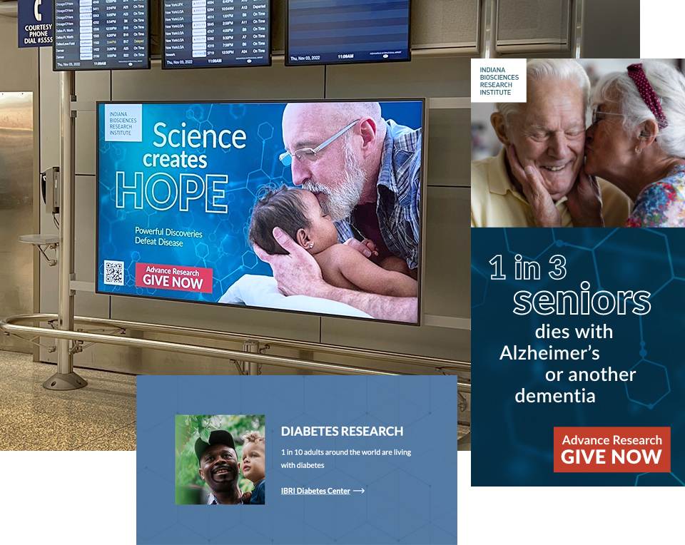 Examples of promotions from the “Science Creates Hope” campaign