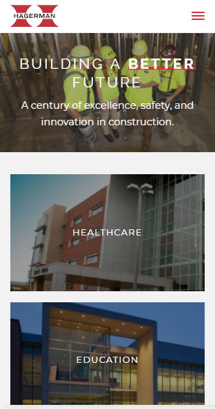 The Hagerman Group homepage mobile web design