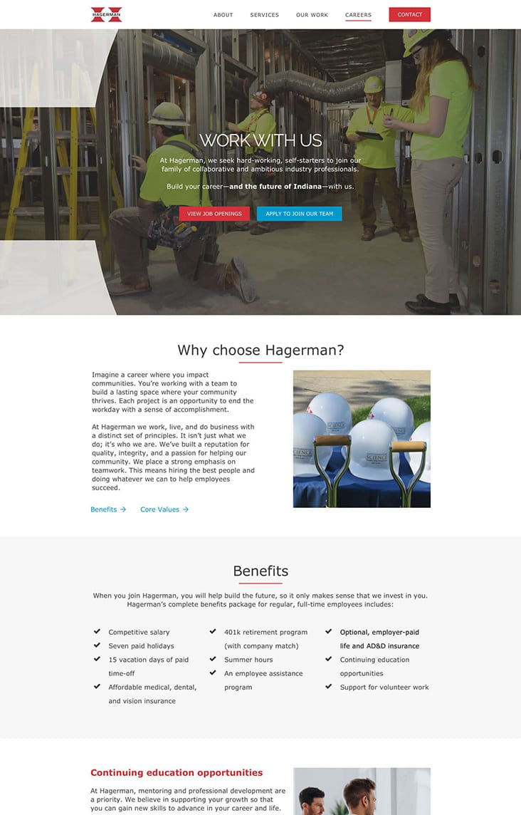 Careers landing page