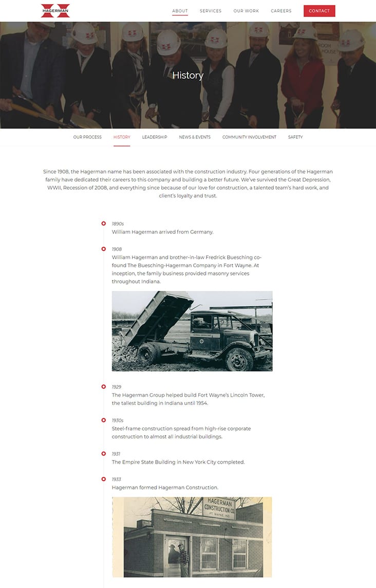 History timeline web page