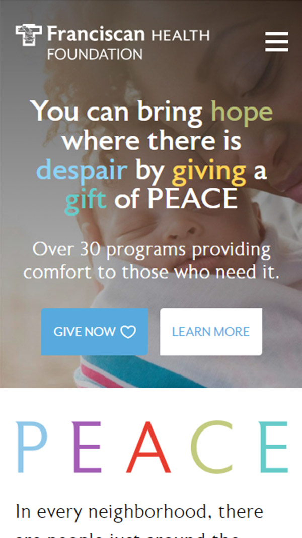  Franciscan Health Foundation homepage mobile web design