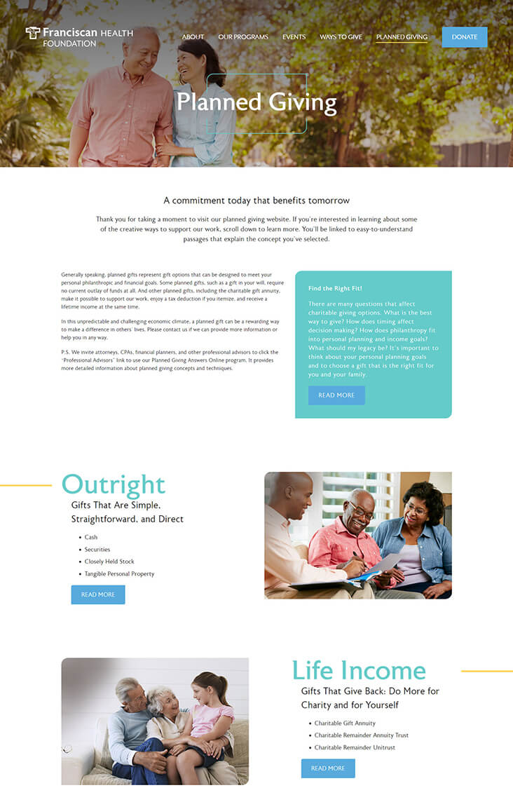 Planned giving web page