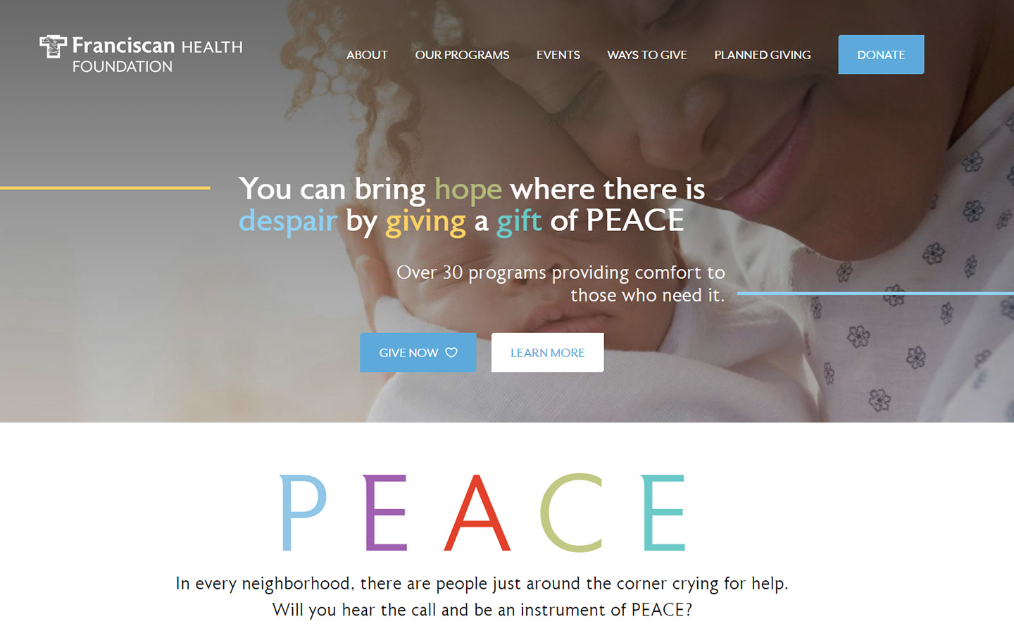  Franciscan Health Foundation homepage desktop web design