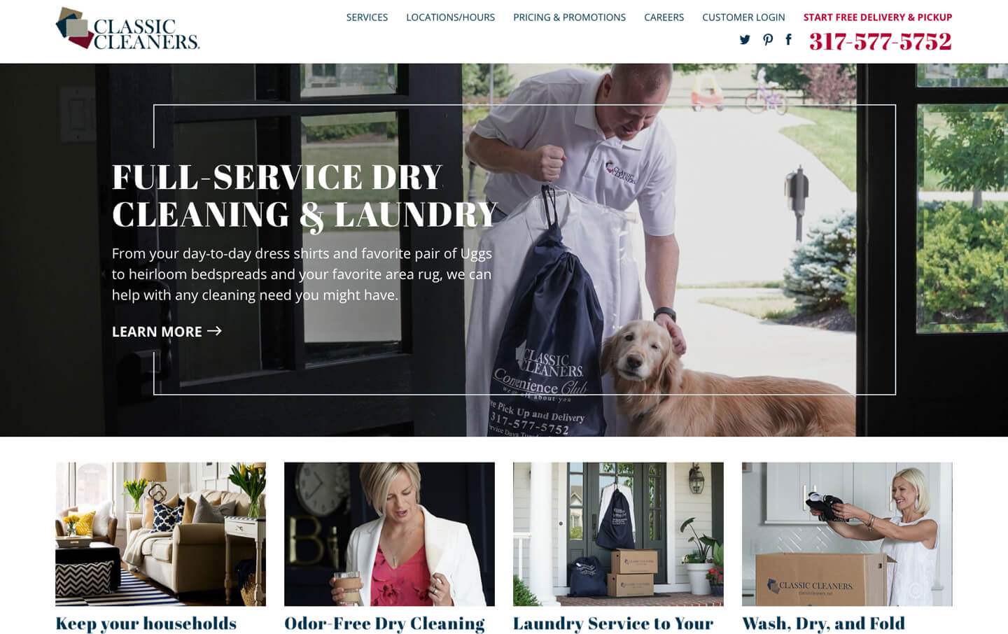 Classic Cleaners home page design