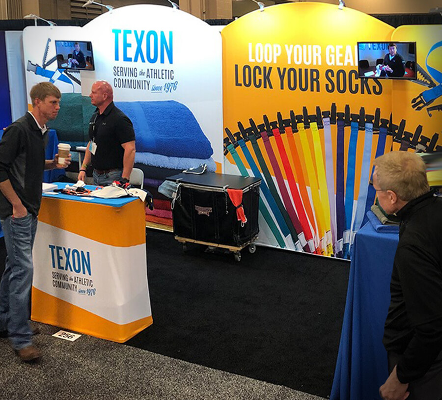 Texon's new branding at their tradeshow booth