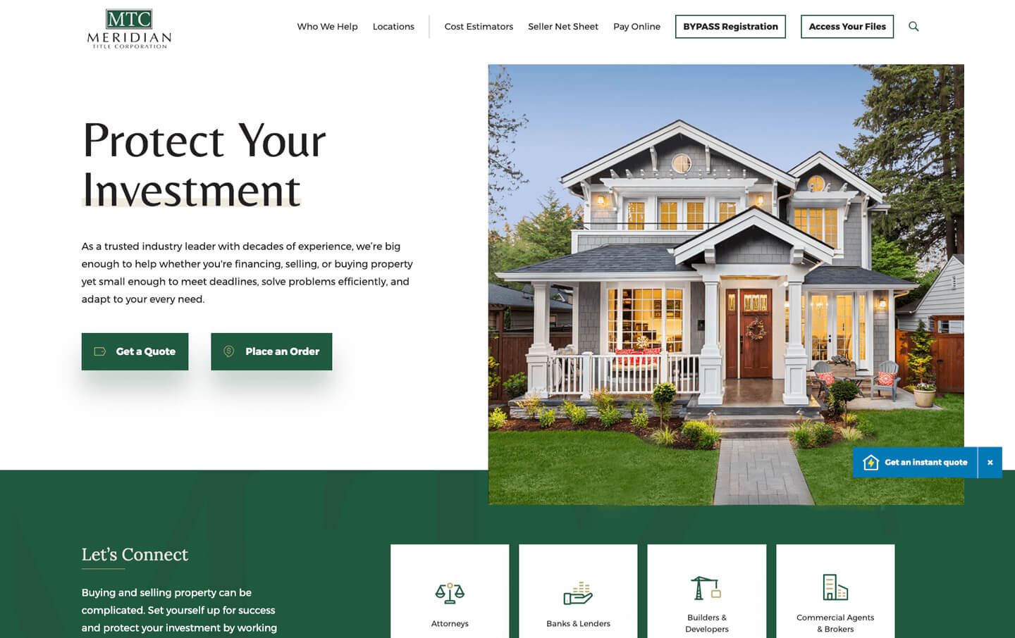Meridian Title desktop homepage web design