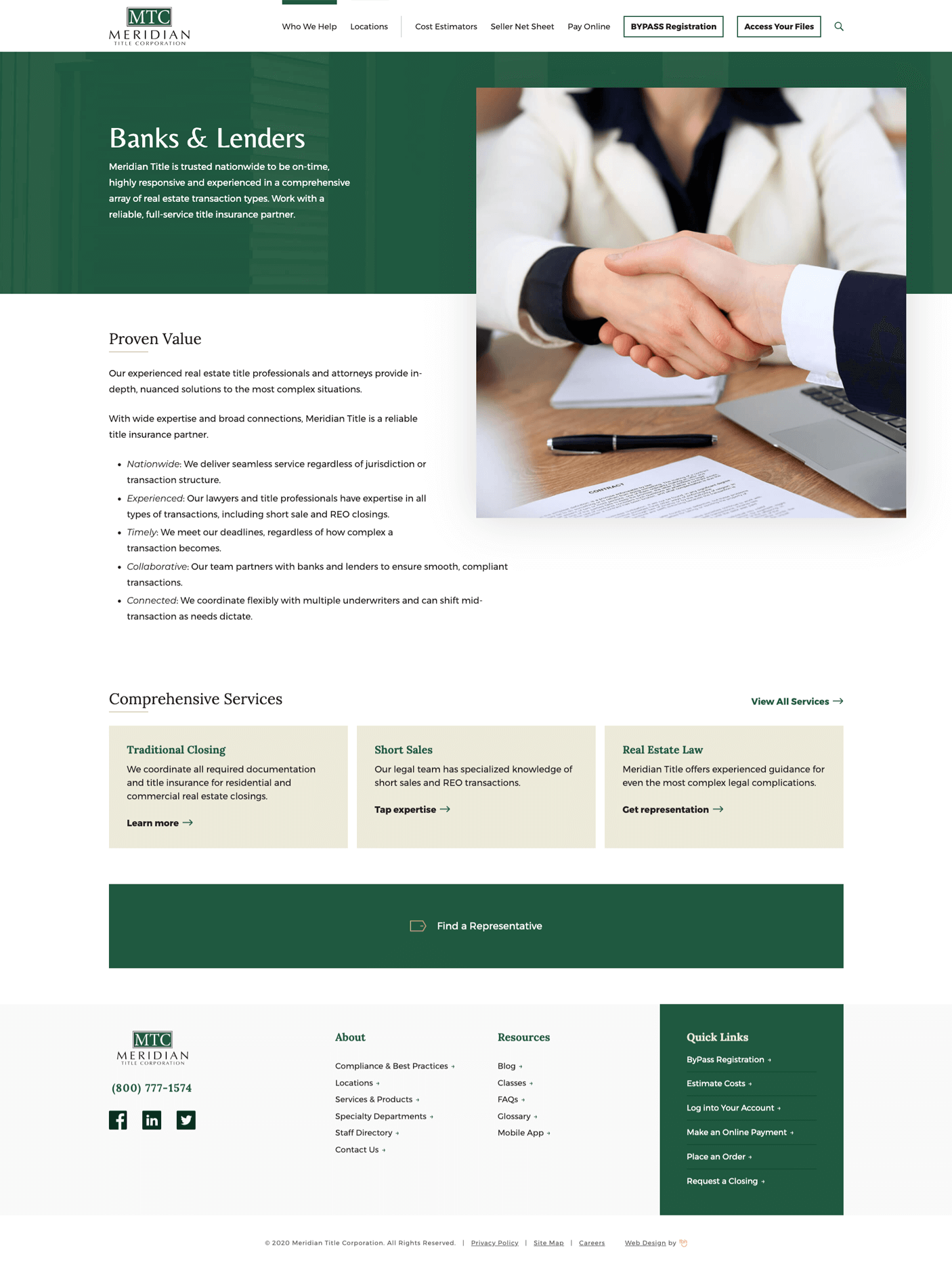 Services interior web page