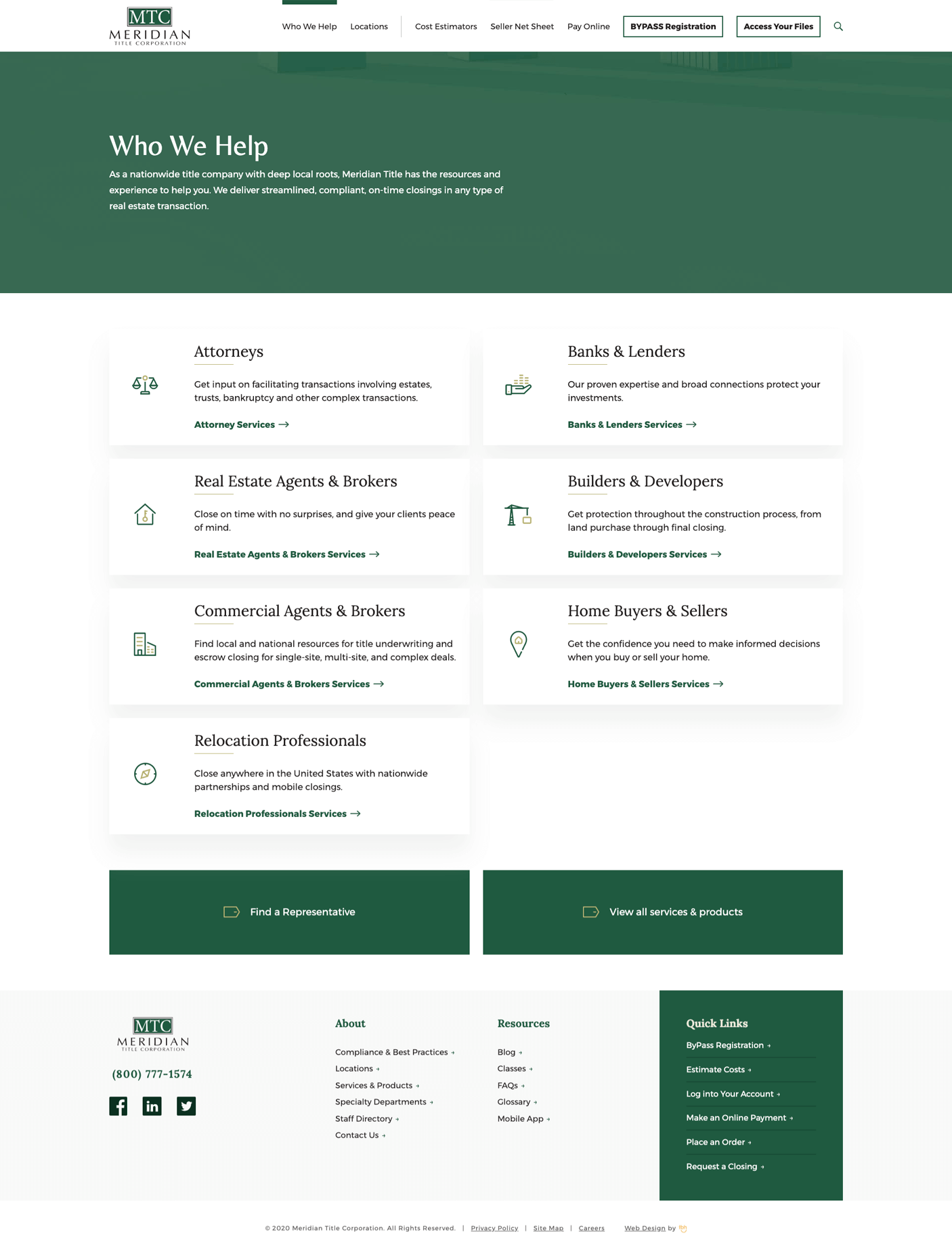 Who We Help landing page