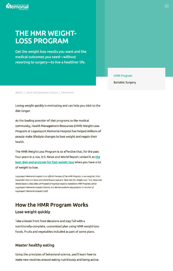 digital marketing campaign HMR program page