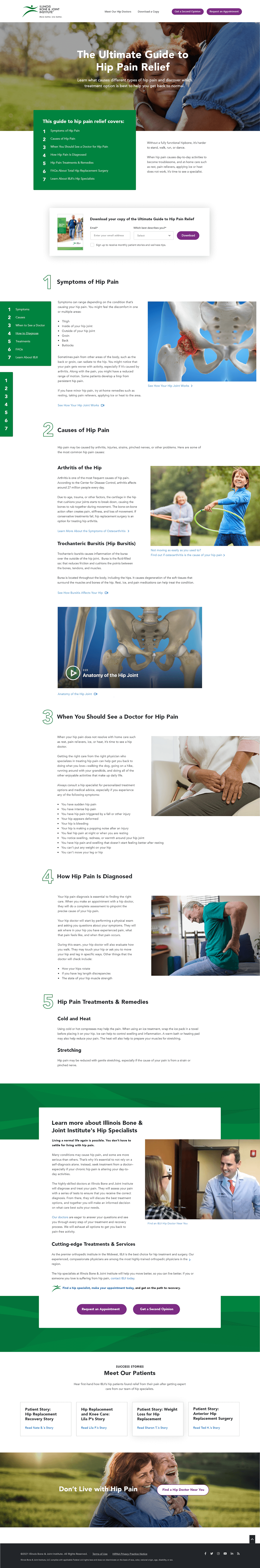 Hip pain campaign pillar page