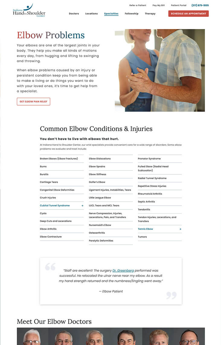 Elbow service line web page