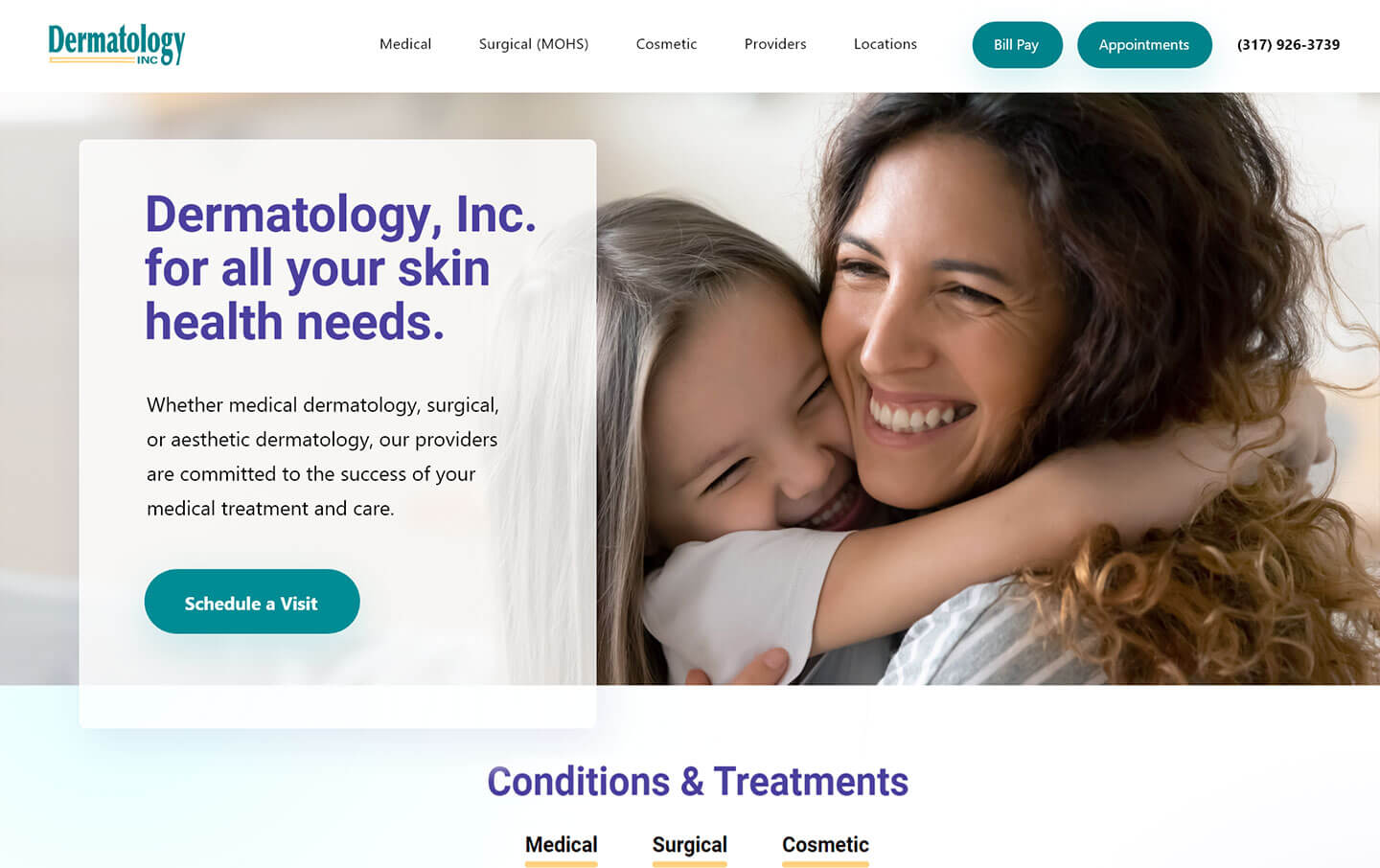 Dermatology, Inc. website design