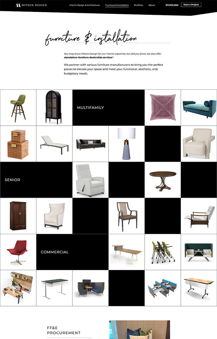 Furniture web page