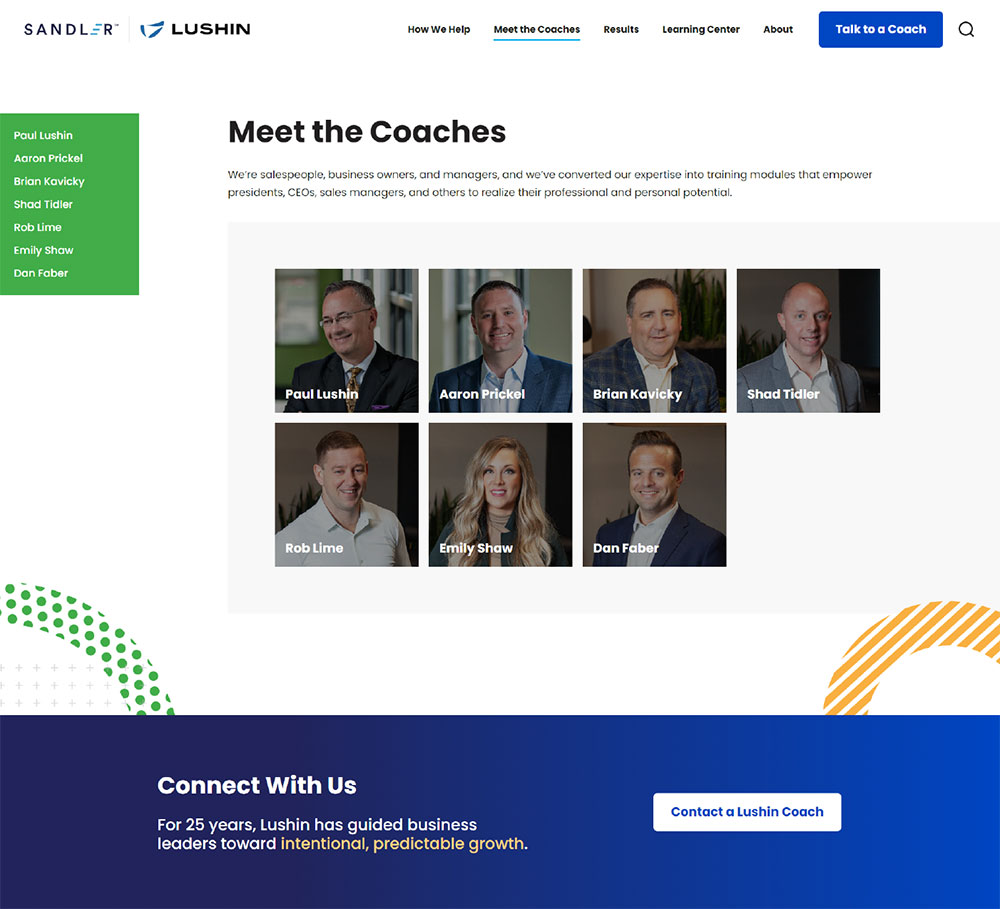 Meet the coaches list page