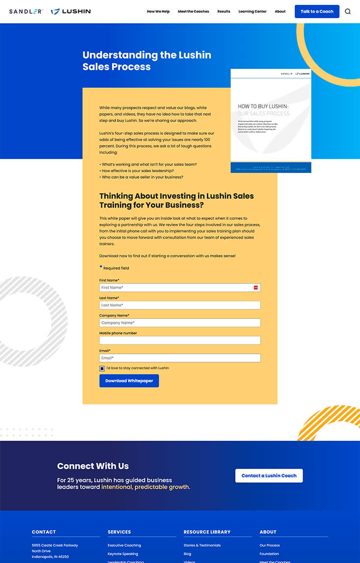 White paper landing page