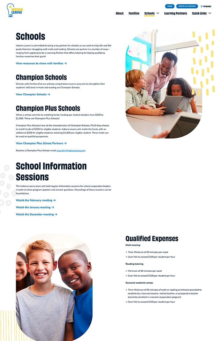 Schools web page