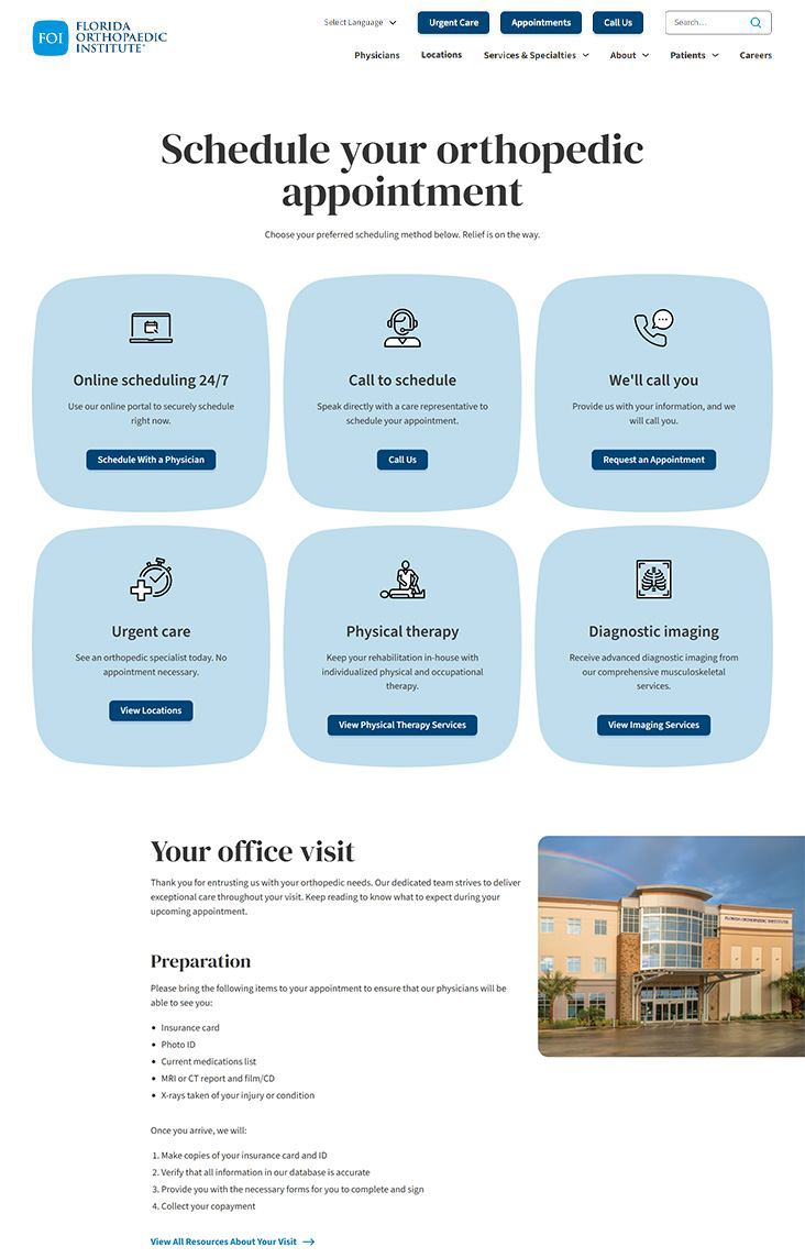 Appointments page