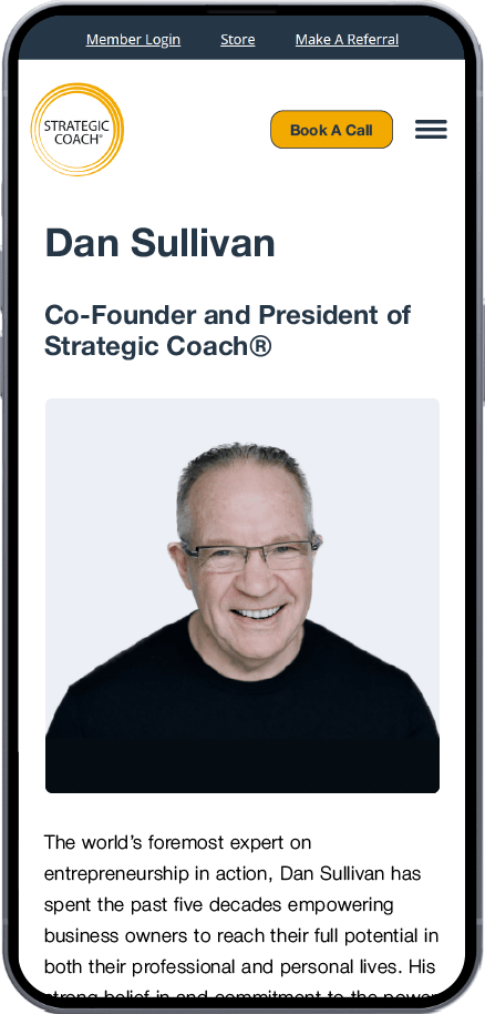 mobile preview of Testimonials webpage