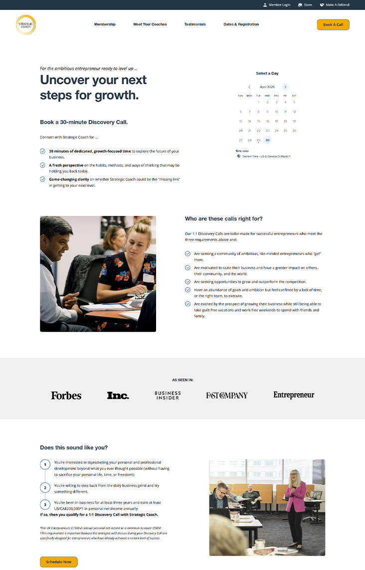 Book a call page