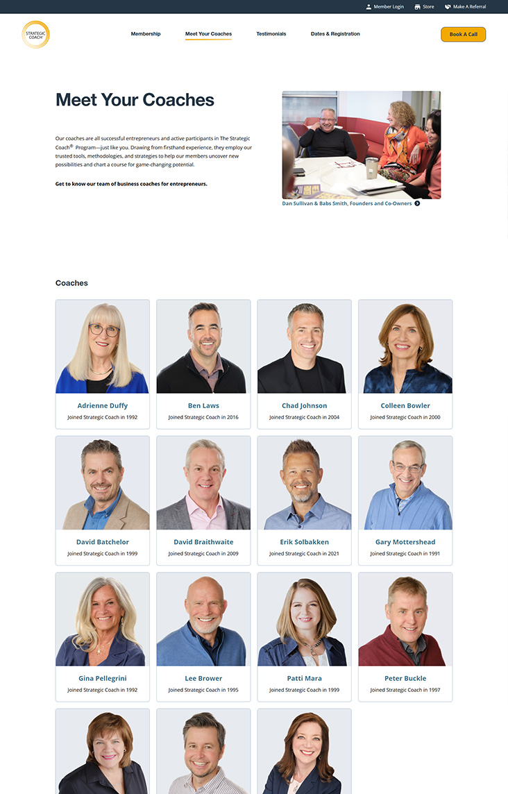 Coaches list page