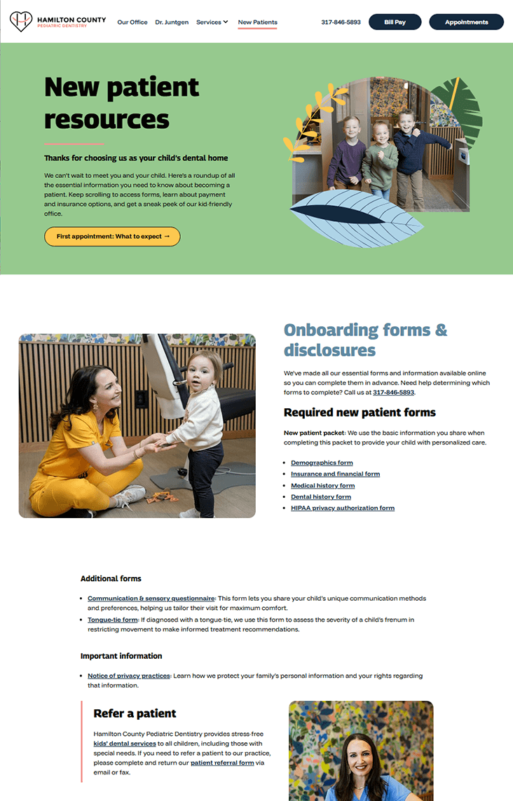 New patient resources page