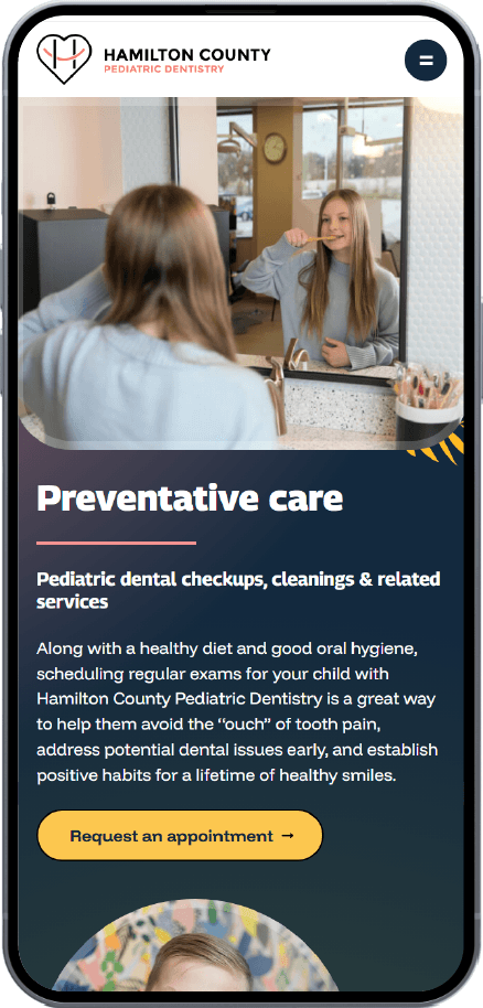 preview of Preventative Care page on HCPD mobile site