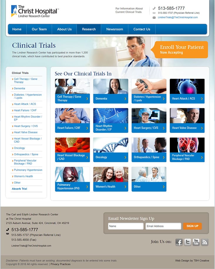 Clinical Trials web page