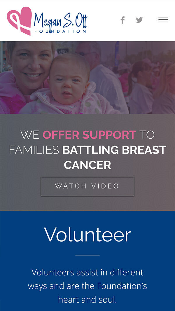 Megan S. Ott Foundation mobile website preview