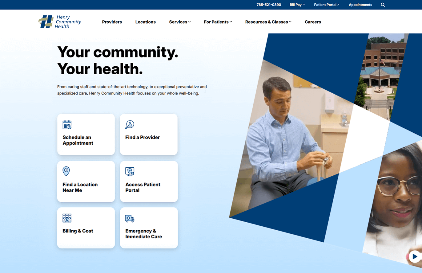 Preview of HCH website homepage