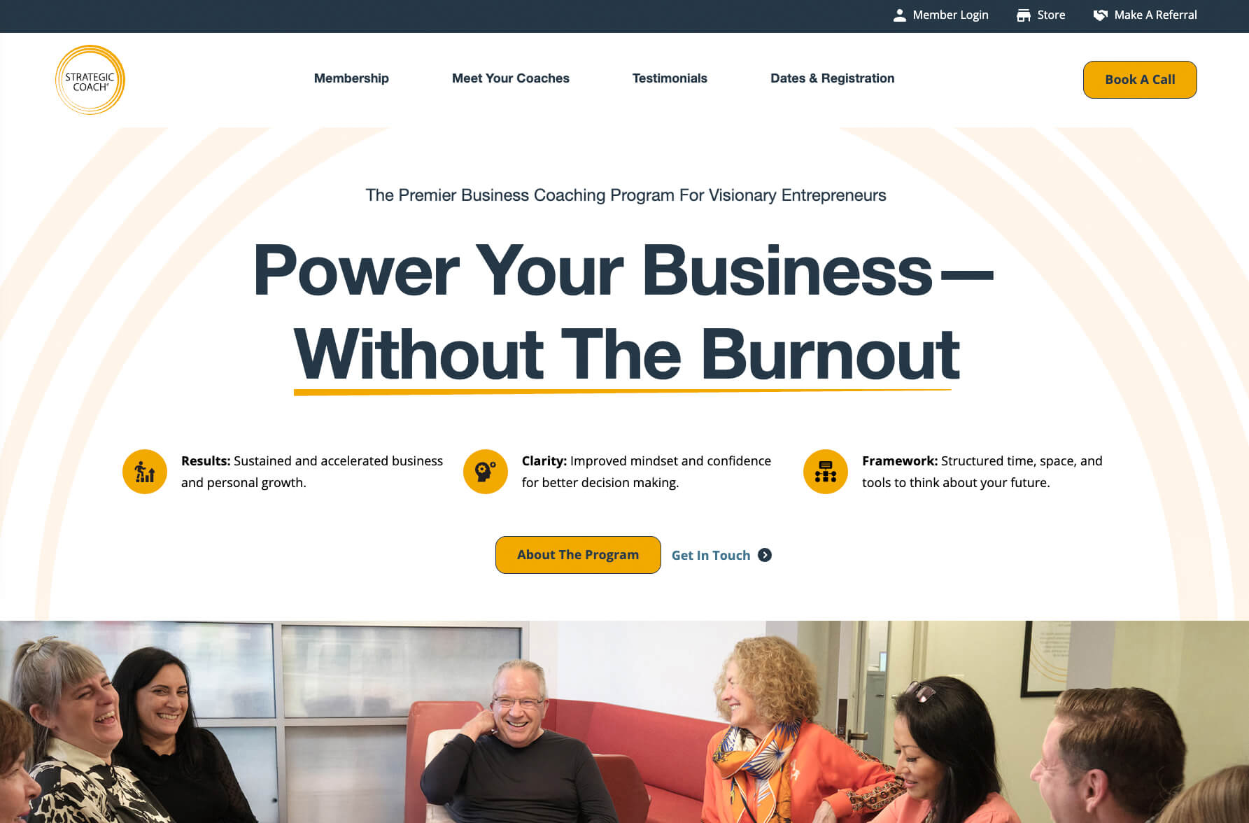 Preview of Strategic Coach's homepage