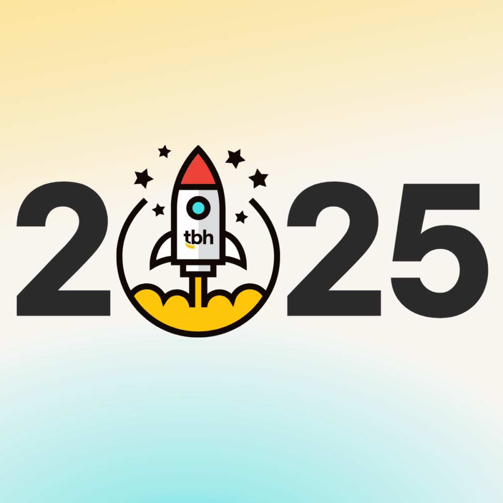 "2025" text with a rocket launching graphic in place of the "0"