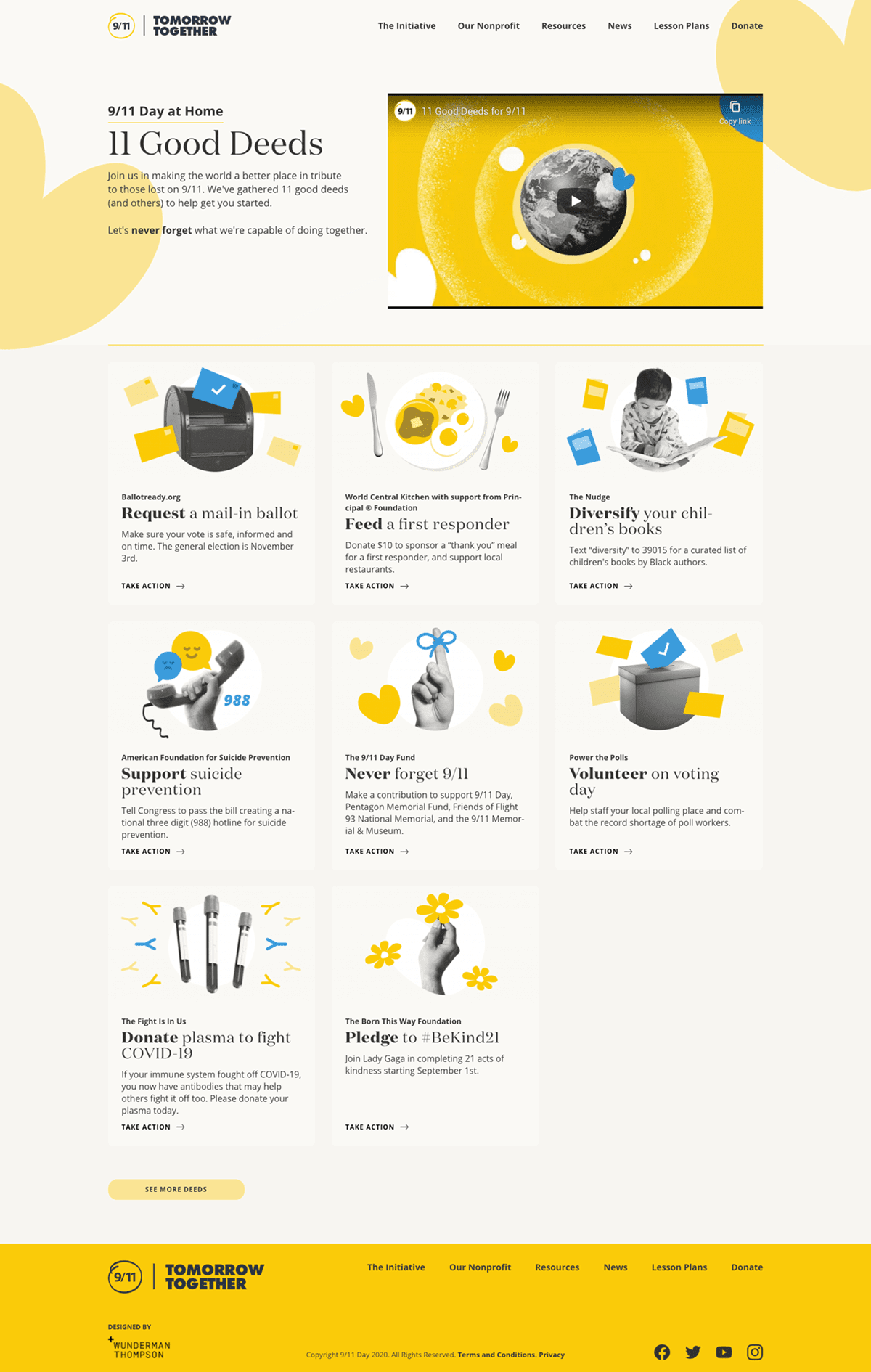 Screengrab showing 9/11 Day’s nonprofit web design for its homepage