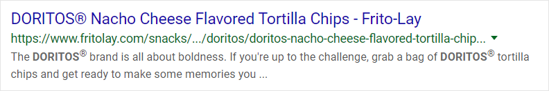 FritoLay.com search listing