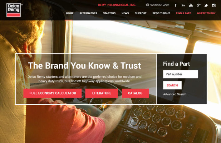 Remy International desktop homepage web design