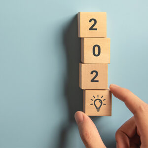 The year 2020 written with wooden bocks