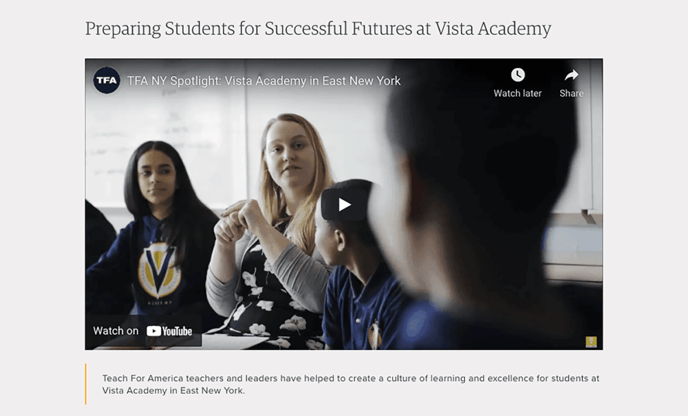 digital annual report example from Teach for America