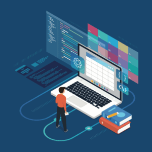 laptop displaying code and design elements