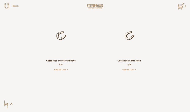 Stumptown Coffee use of animated GIFs on homepage