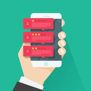illustration of reviews popping up from a smartphone