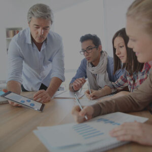 Man explaining report in meeting