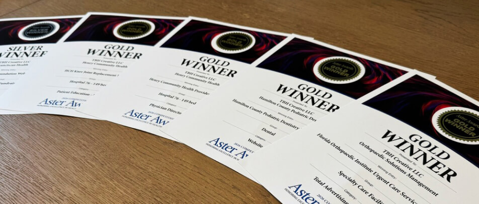 TBH Creative agency winner aster award certificates
