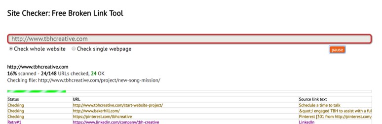 Broken link checker tool
