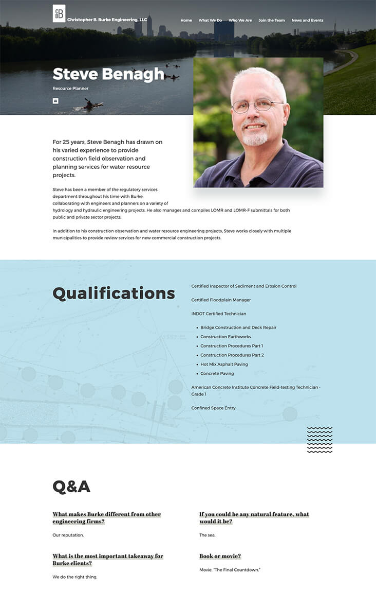 Team bio detail page